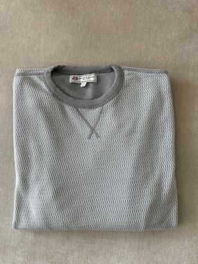 Light Gray Thermal Knit Crewneck Sweater By Wallace & Barnes NY